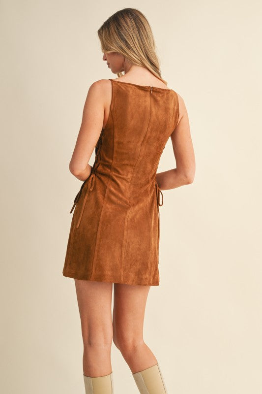 Sally Suede Lace Up Mini Dress