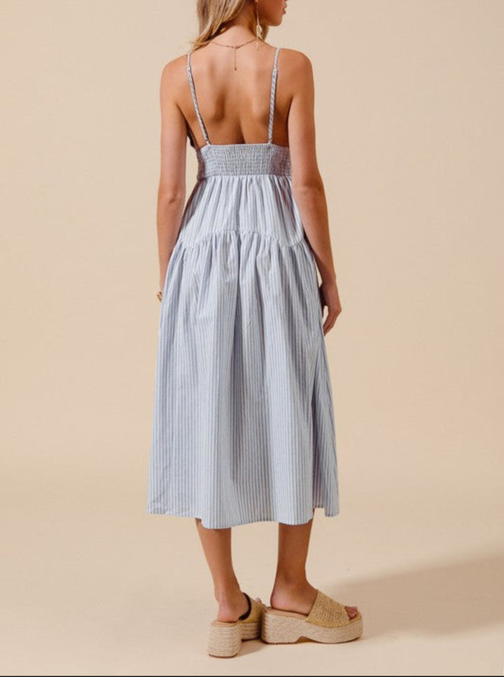 Coastal Summer Stripe Midi Dress