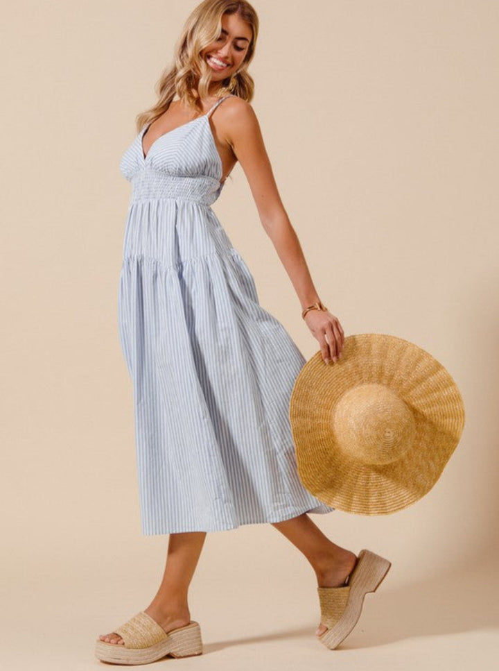 Coastal Summer Stripe Midi Dress