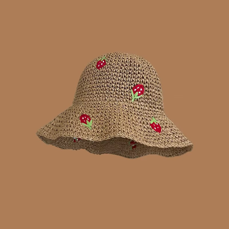 Strawberry Crochet Embroidered Bucket Hat