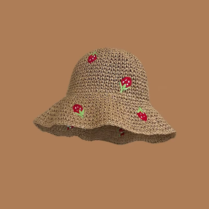 Strawberry Crochet Embroidered Bucket Hat