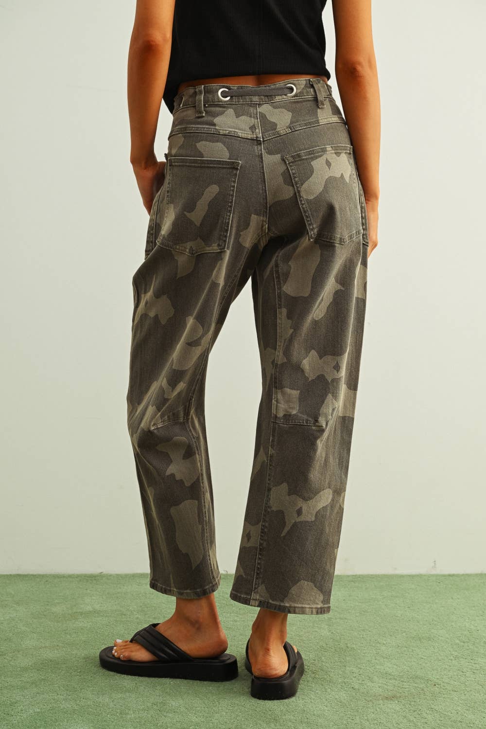 Off Duty Camo Utility Tie Front Jeans  {Preorder}