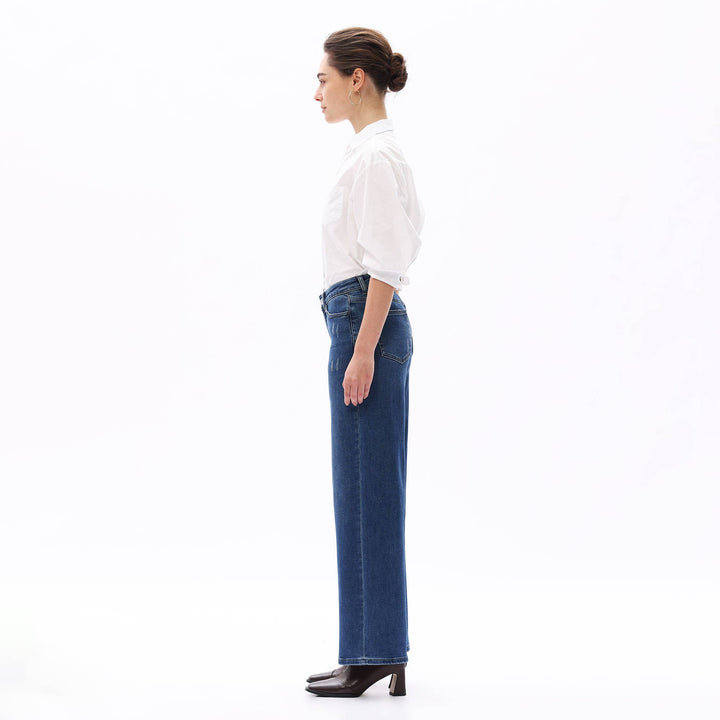 Rowanne Mid-Rise Wide Leg Jeans
