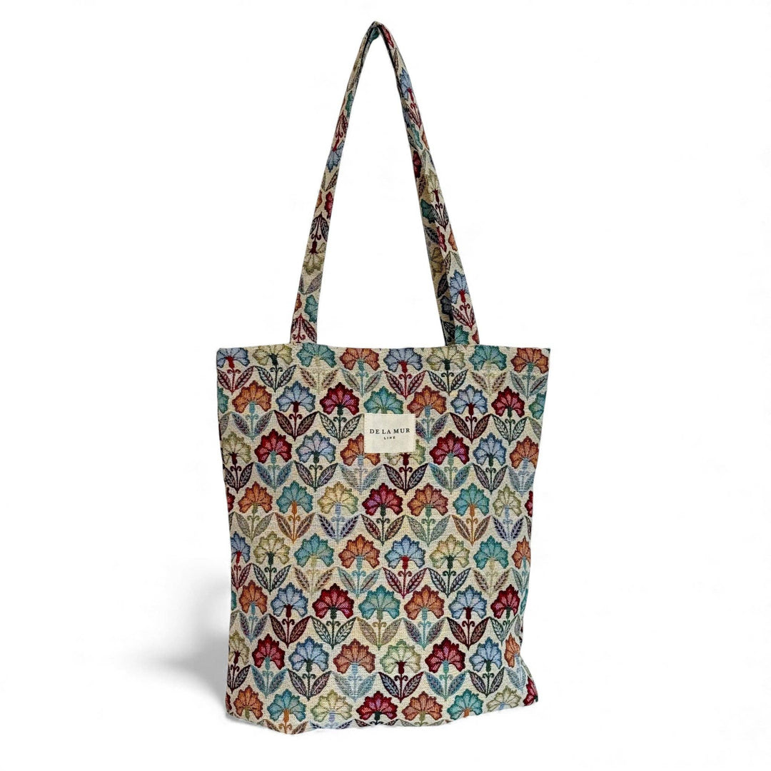 Floral Jacquard Zippered Tote Bag