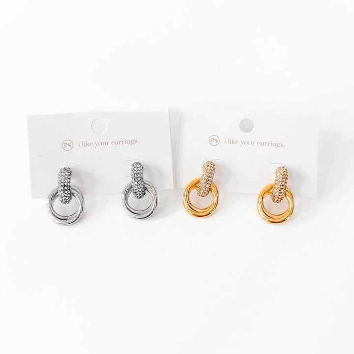 Double Hoop Diamond Earrings - waterproof