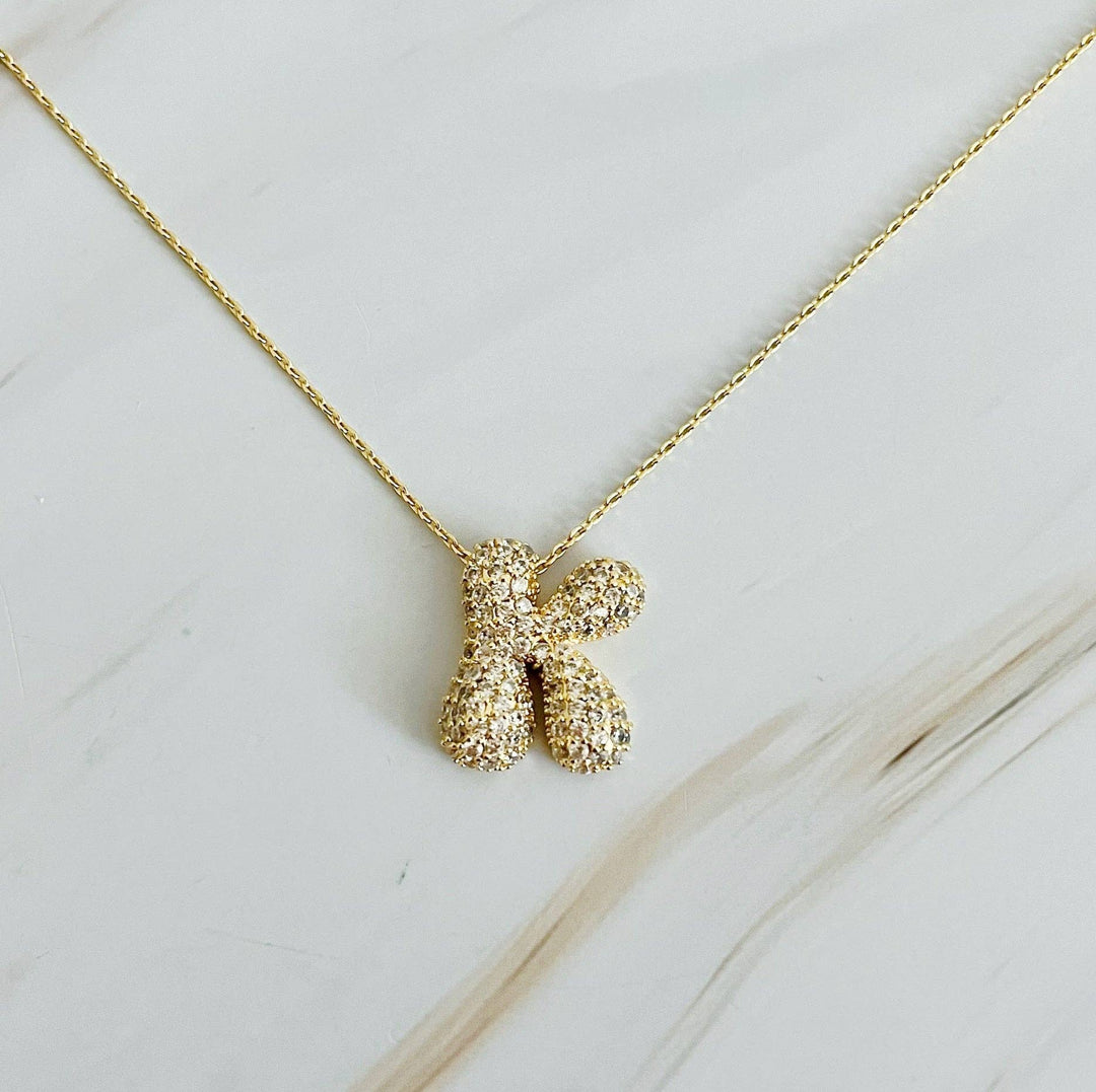 Pave Bubble Initial Necklace
