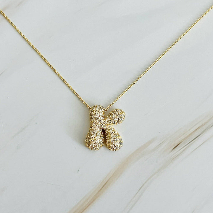 Pave Bubble Initial Necklace