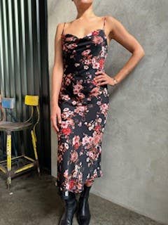 Midnight Bloom Midi Slip Dress