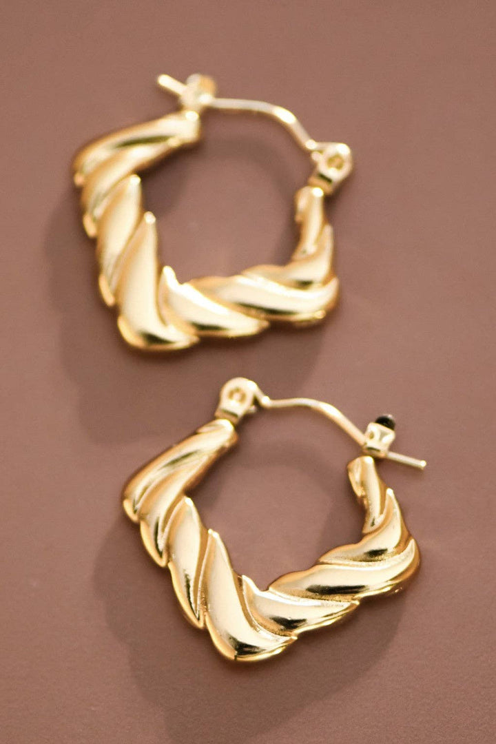Gold Twist Hoop Earrings
