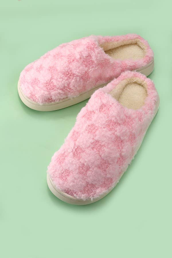 Checkered Plush Slippers