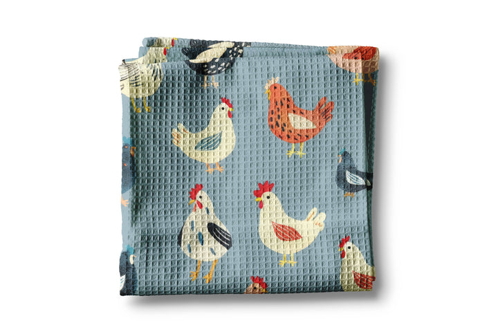 Chicken Farmhouse Kitchen Towel - blue