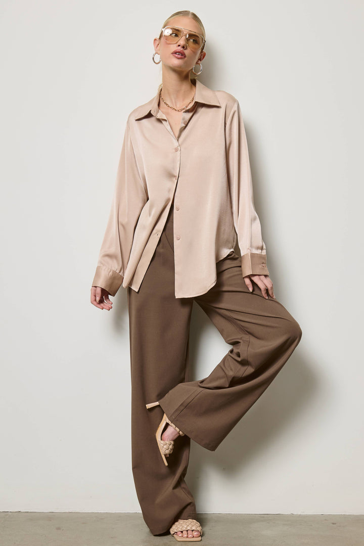 Silky Satin Button Down Shirt