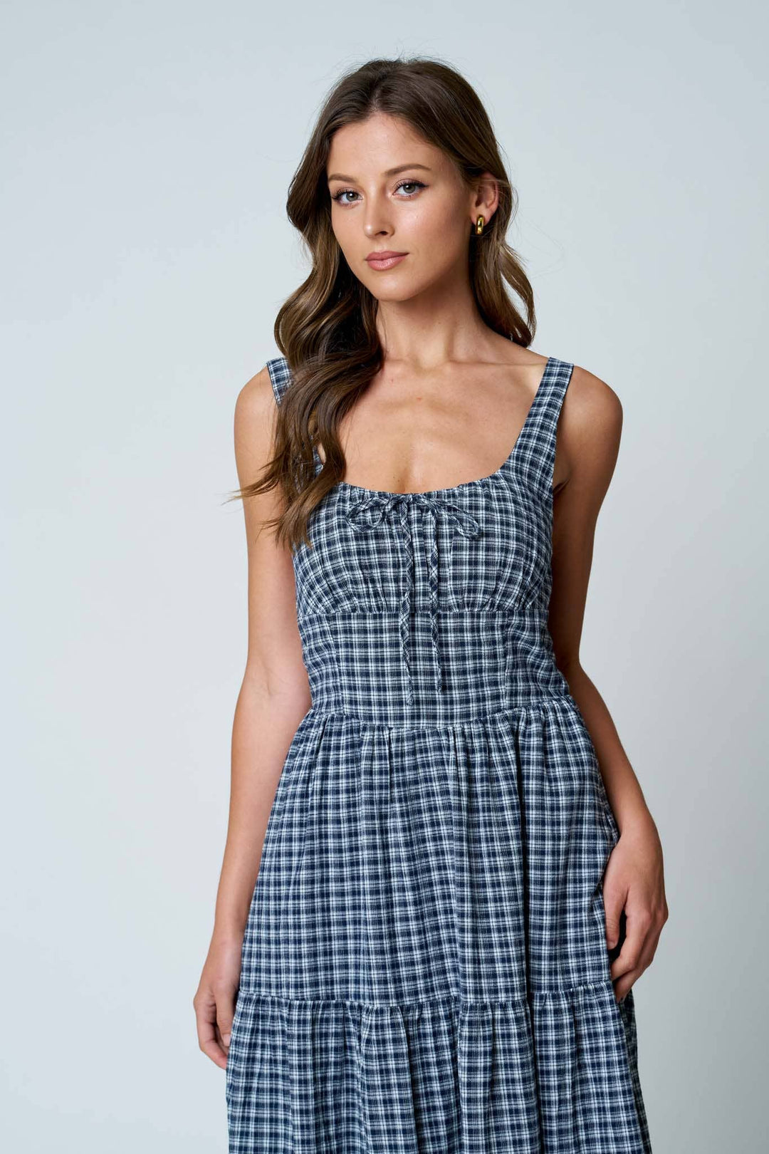 Navie Plaid Midi Dress
