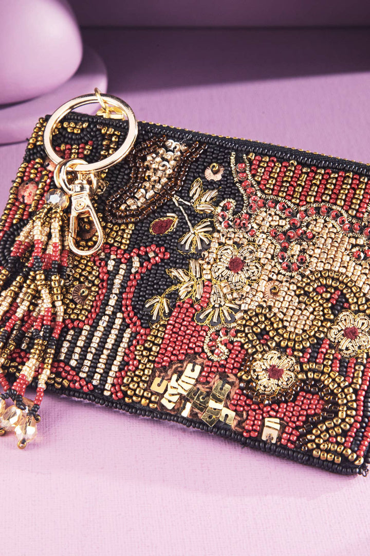 Holly Beaded Coin Pouch
