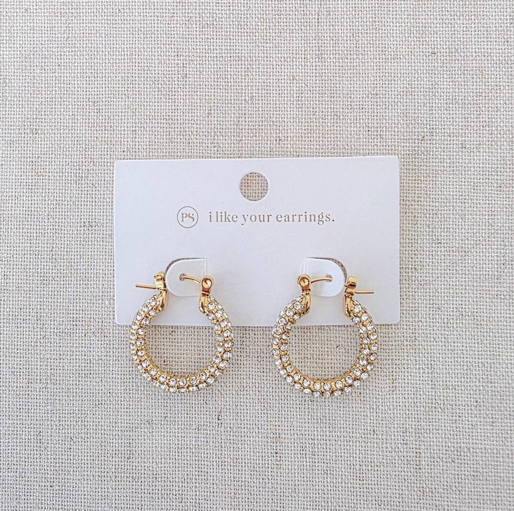 Liz Pave Hoops - waterproof