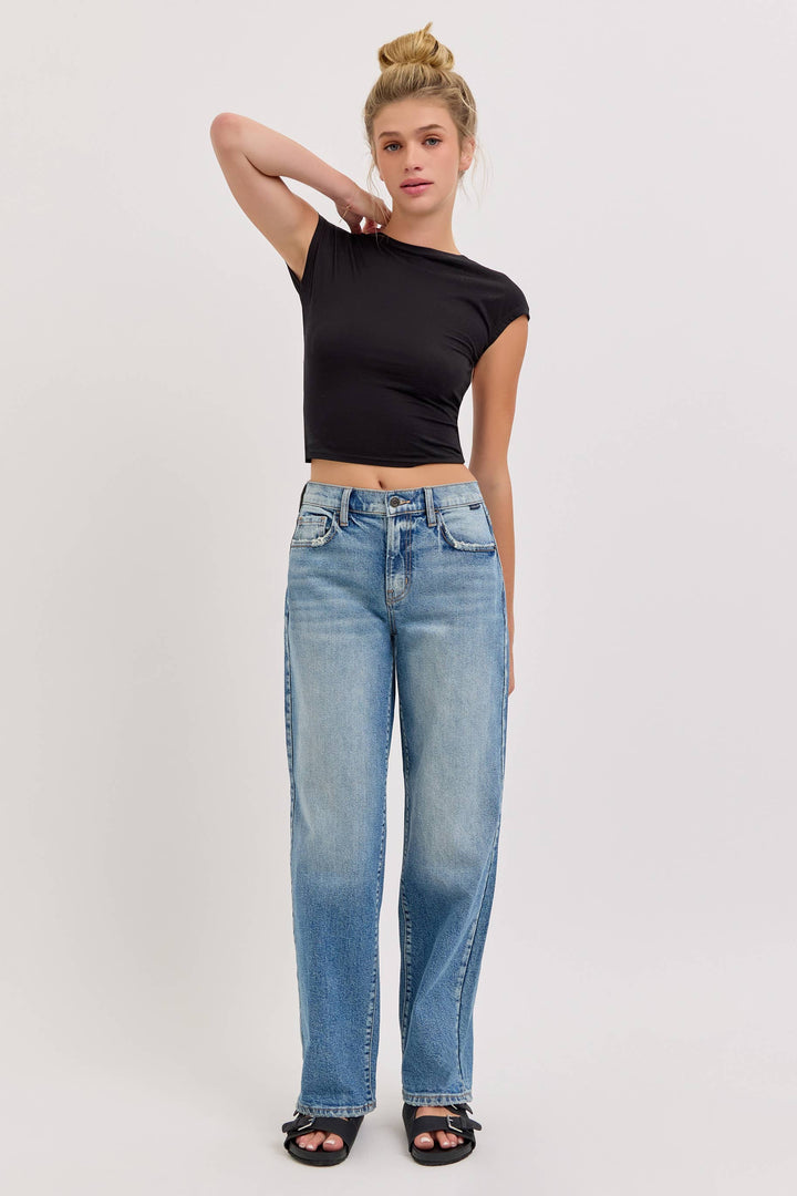 Easy Street Mid Rise Baggy Jeans