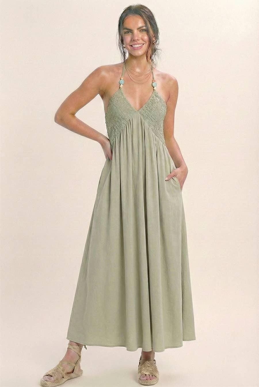 Indio Halter Neck Midi Dress