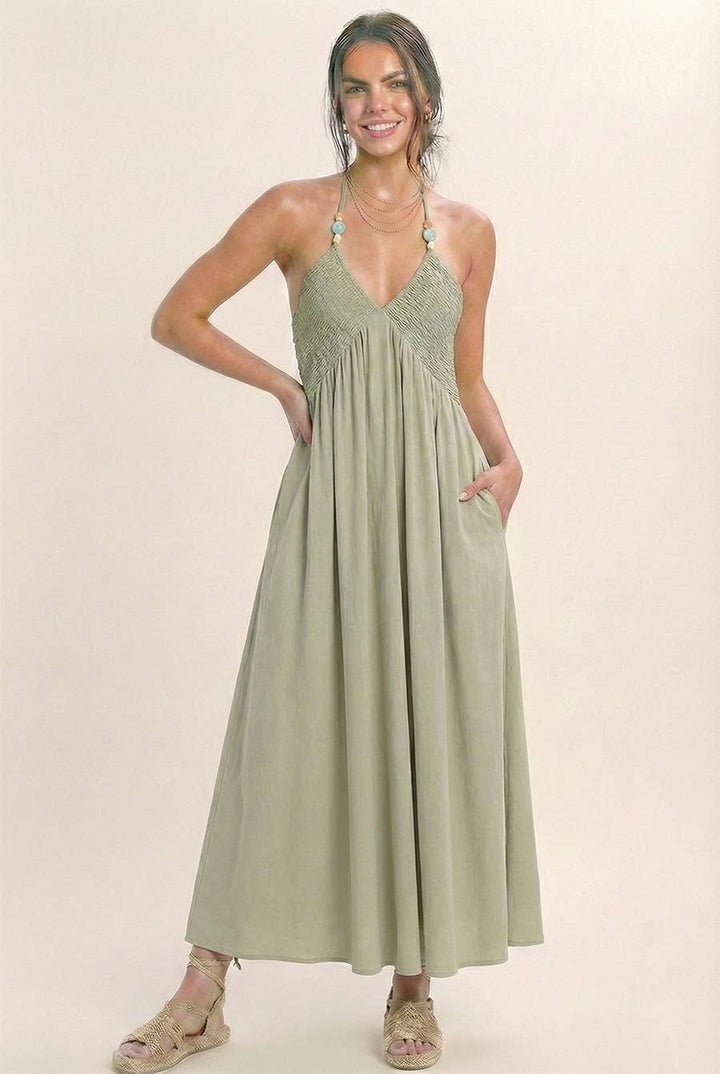 Indio Halter Neck Midi Dress