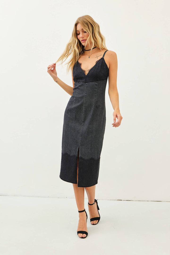 Western Chic Denim Lace Dress final sale