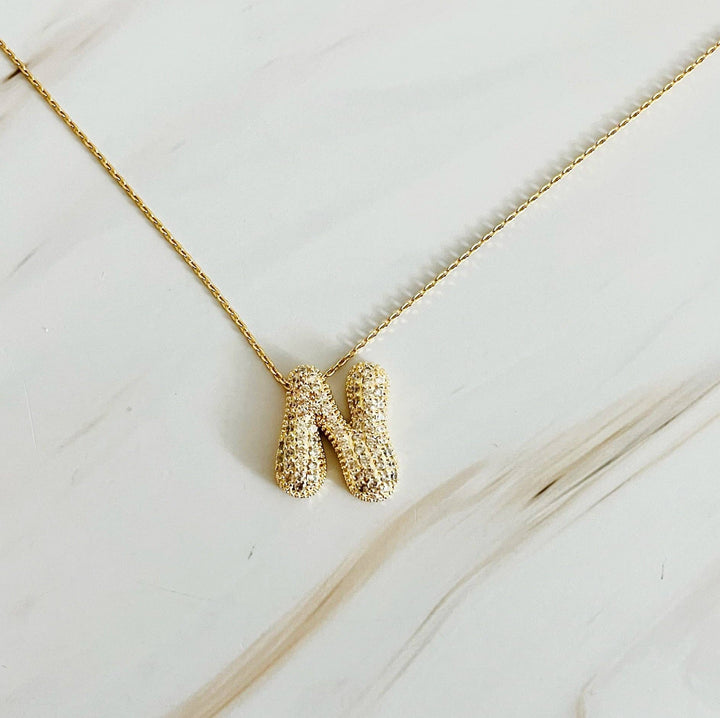 Pave Bubble Initial Necklace
