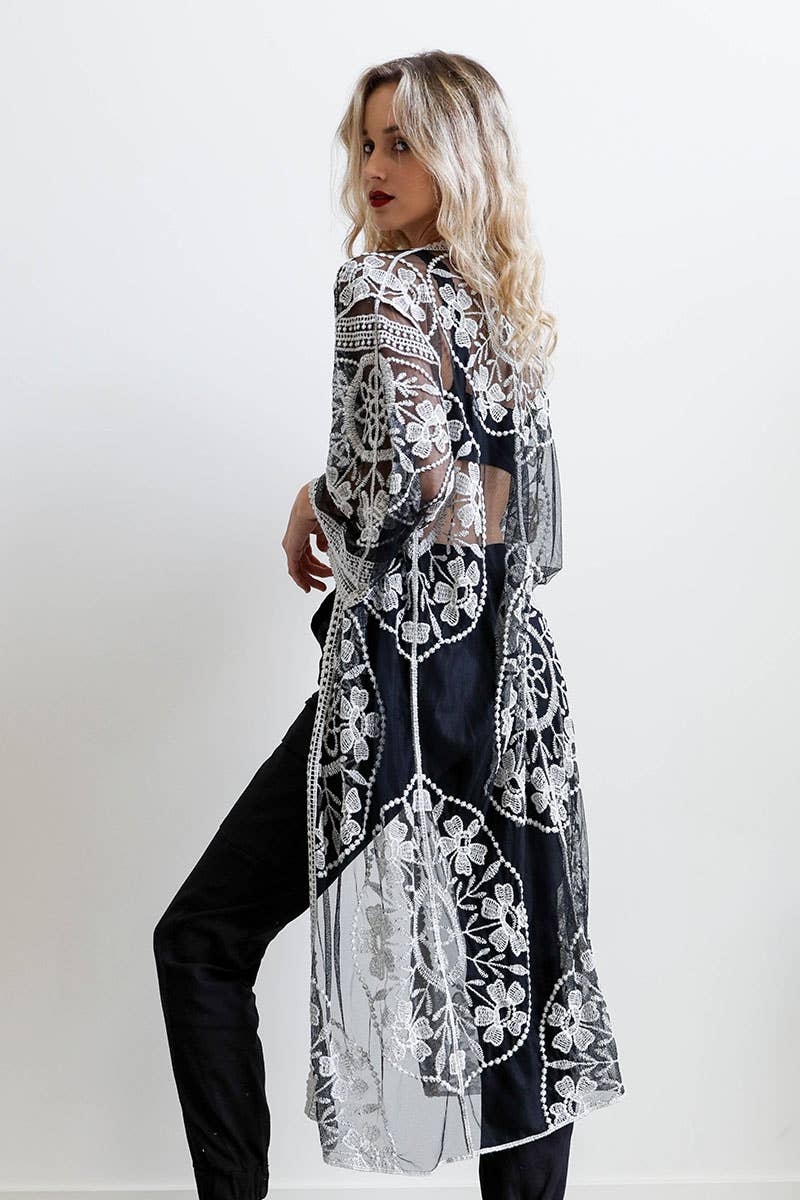 Brea Contrast Lace Kimono