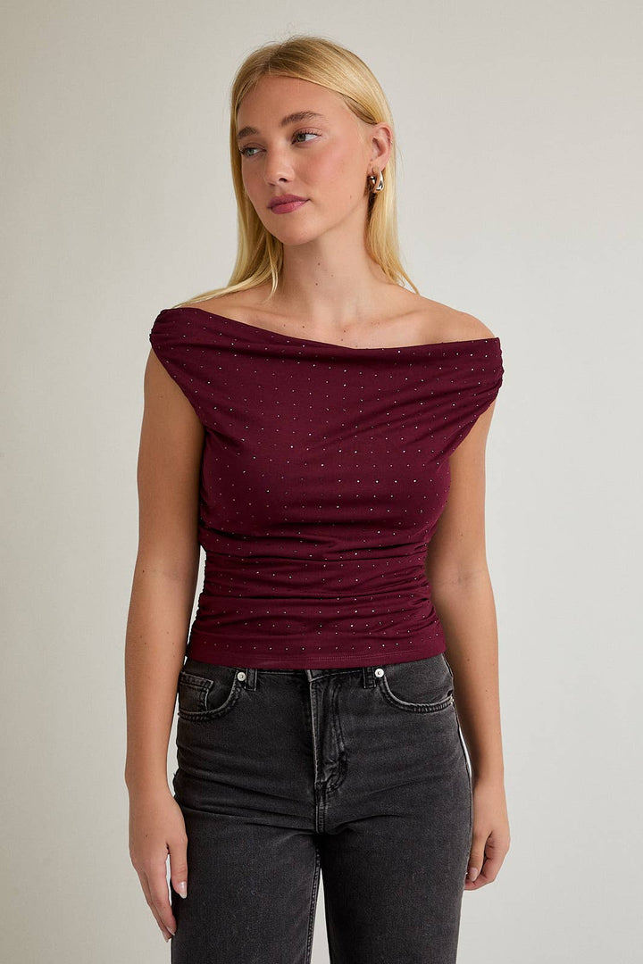 Elara Sparkle Off-The-Shoulder Top