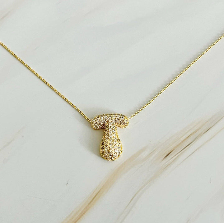 Pave Bubble Initial Necklace