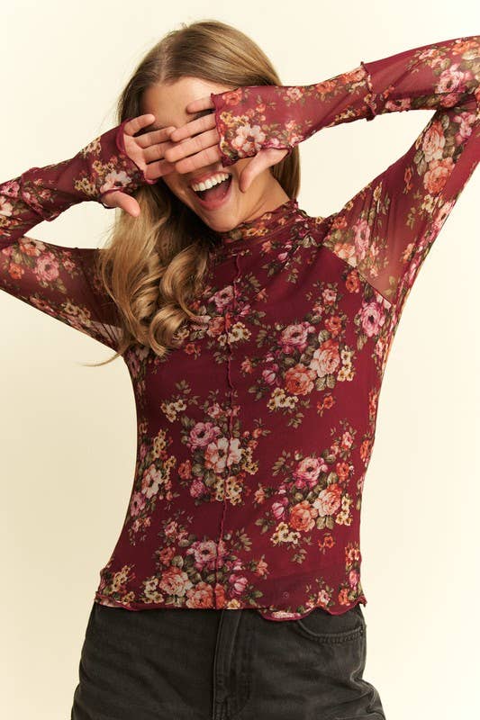 Rosie Floral Mesh Top