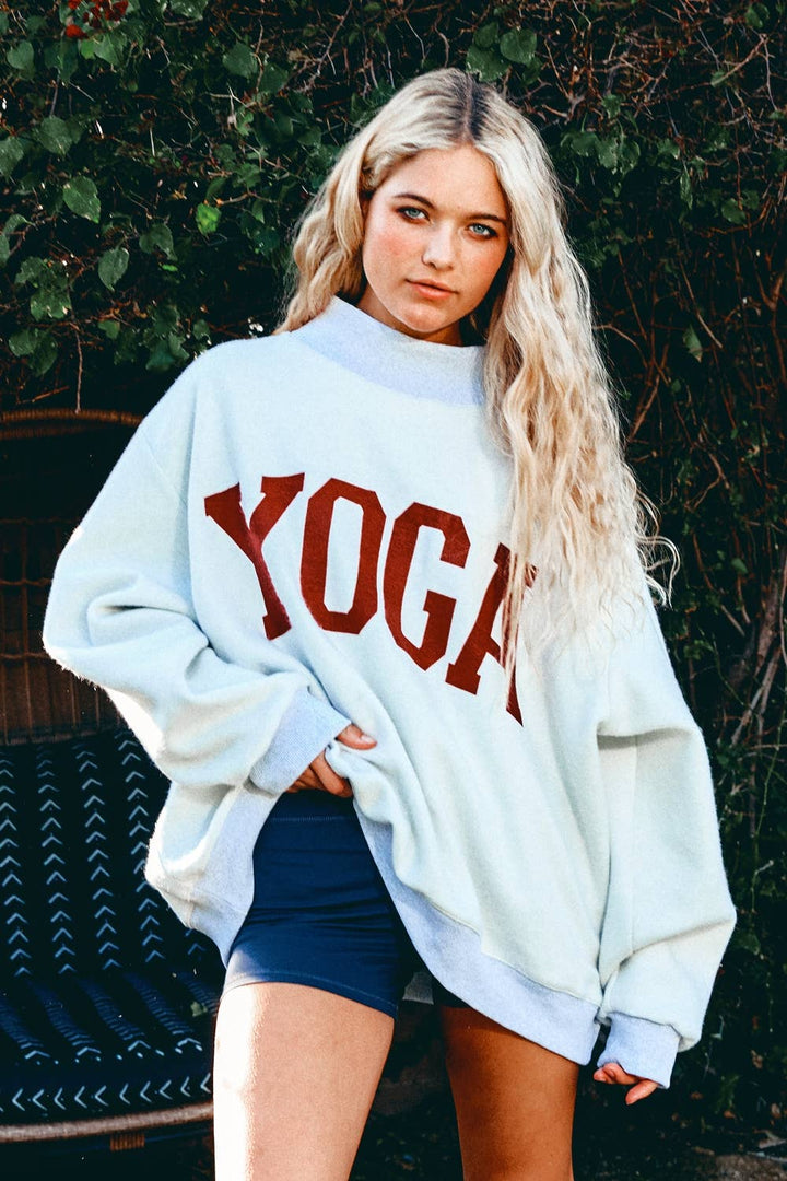 PILATES & YOGA Print Reversible Mockneck Sweatshirt {Preorder}