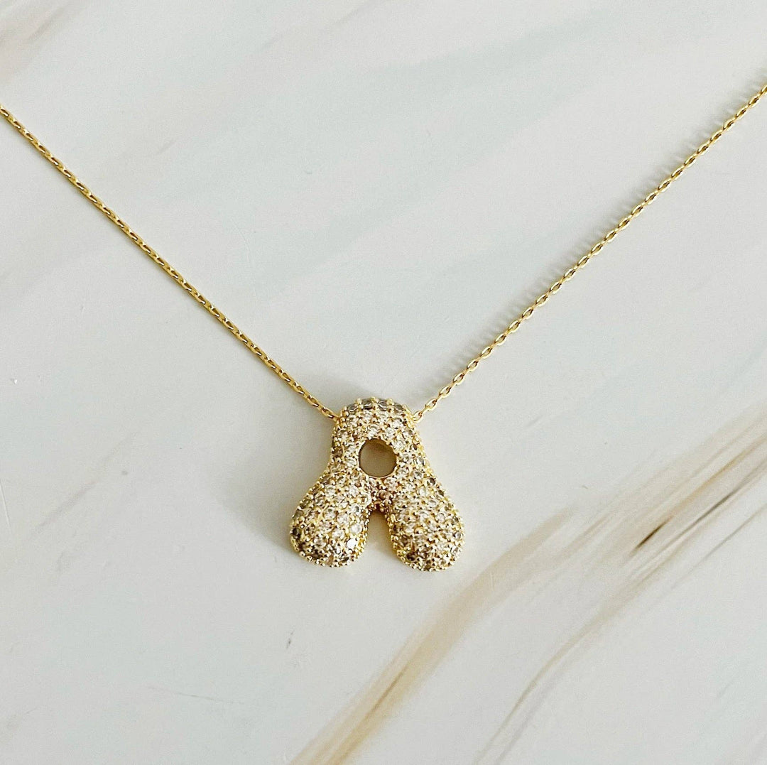 Pave Bubble Initial Necklace