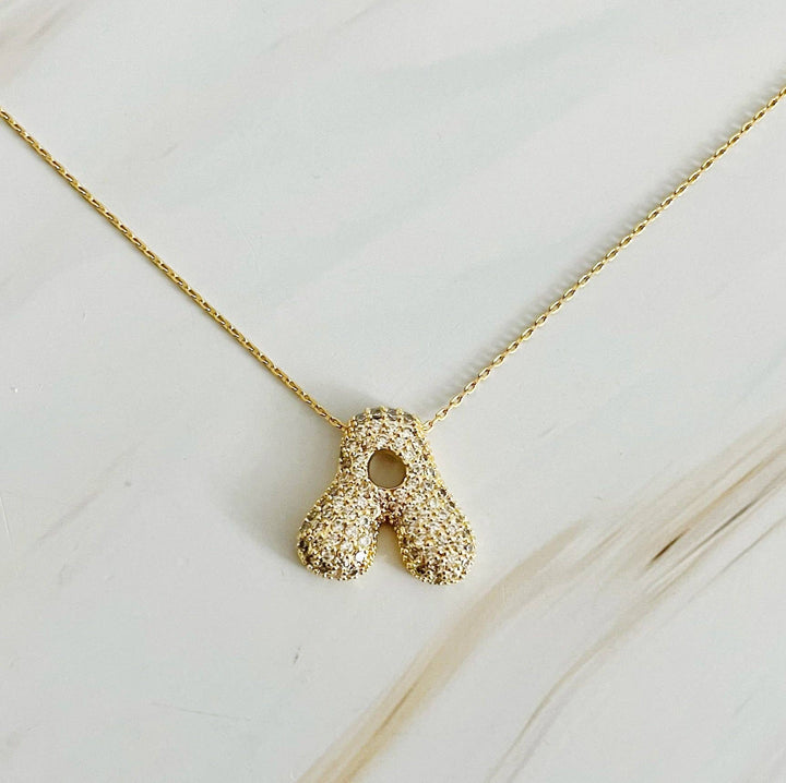 Pave Bubble Initial Necklace