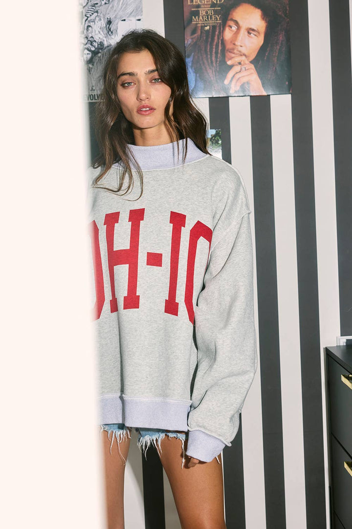 ‘OH-IO & OH' Reversible Mock Neck Sweatshirt restock/preorder