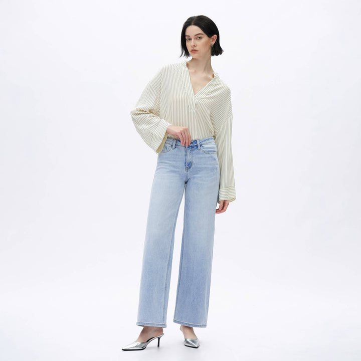 Rowanne Mid-Rise Wide Leg Jeans