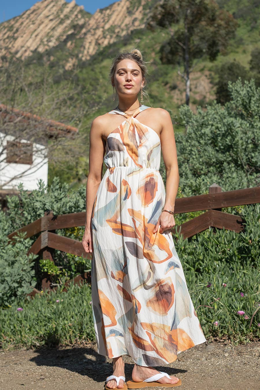 Coastal Canvas Halter Maxi Dress