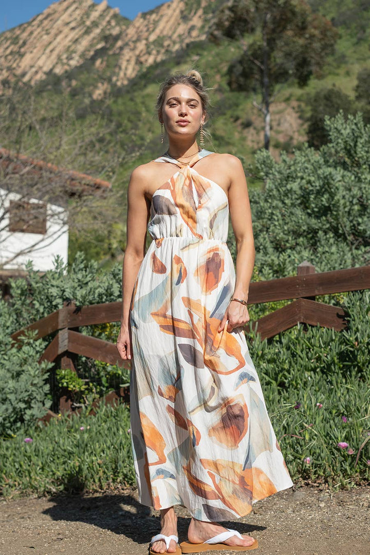 Coastal Canvas Halter Maxi Dress