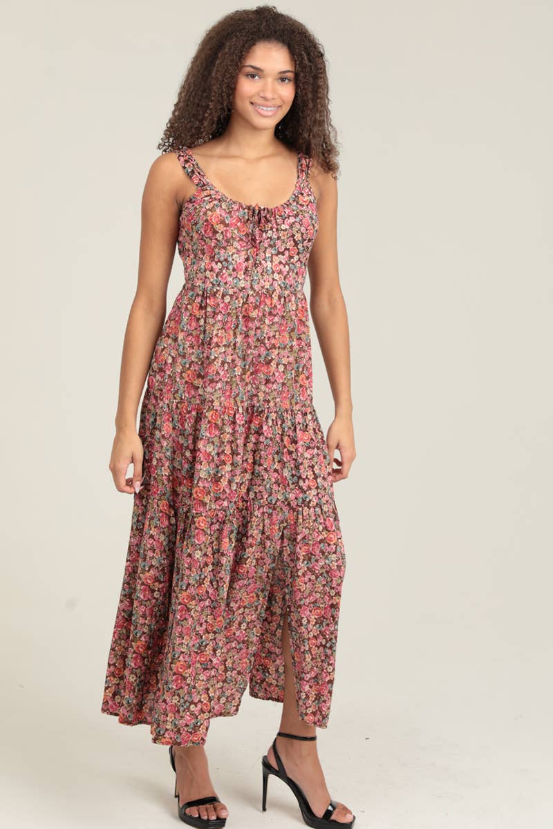 Lena Tie Back Floral Midi Dress