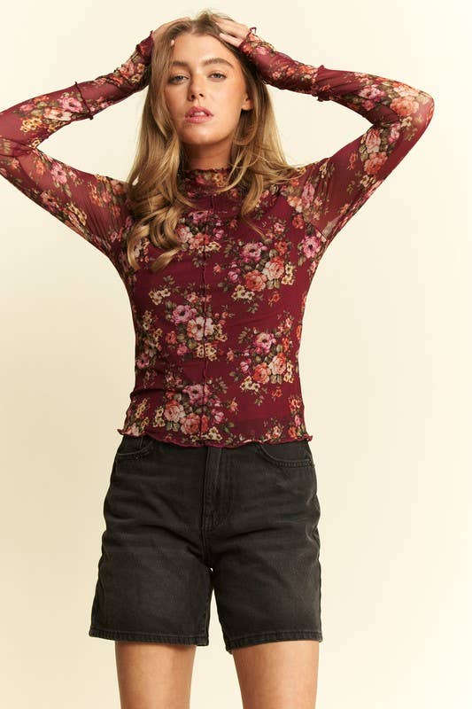 Rosie Floral Mesh Top