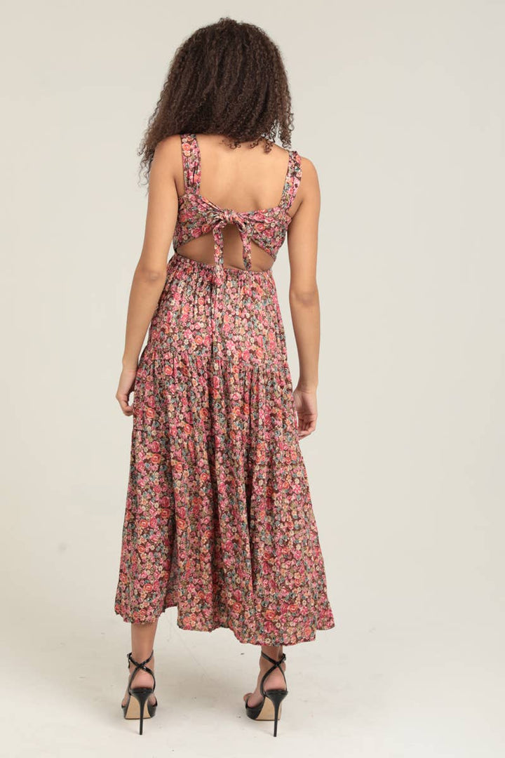 Lena Tie Back Floral Midi Dress