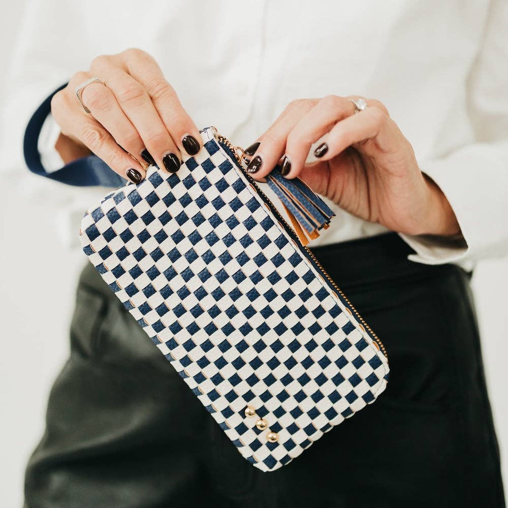 On The Go Checkered Wallet Wristlet