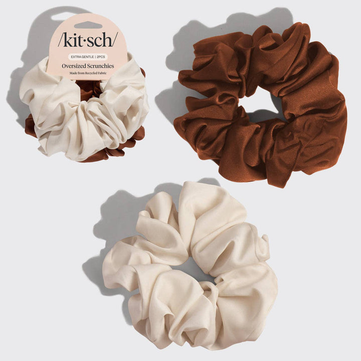 Cream &amp; Camel Oversized Scrunchies