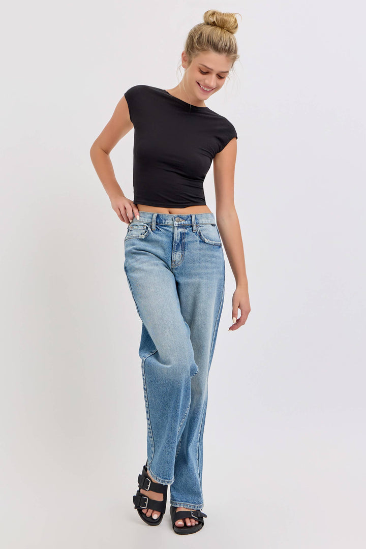 Easy Street Mid Rise Baggy Jeans