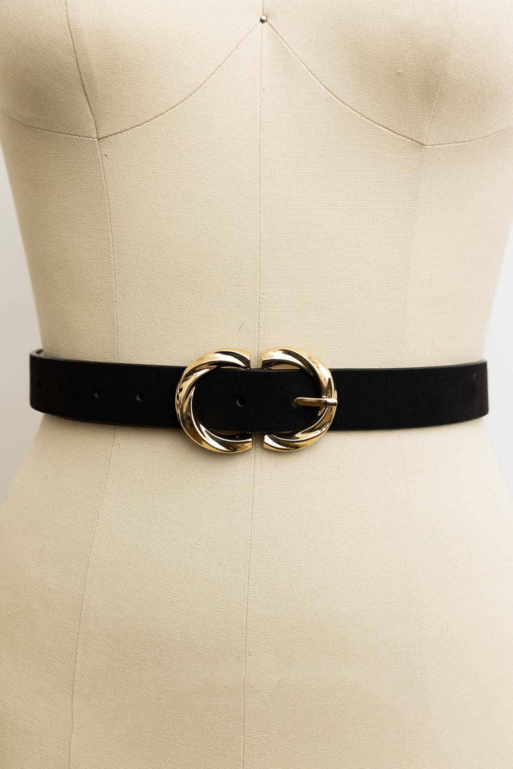 Double C Buckle Suede Belt