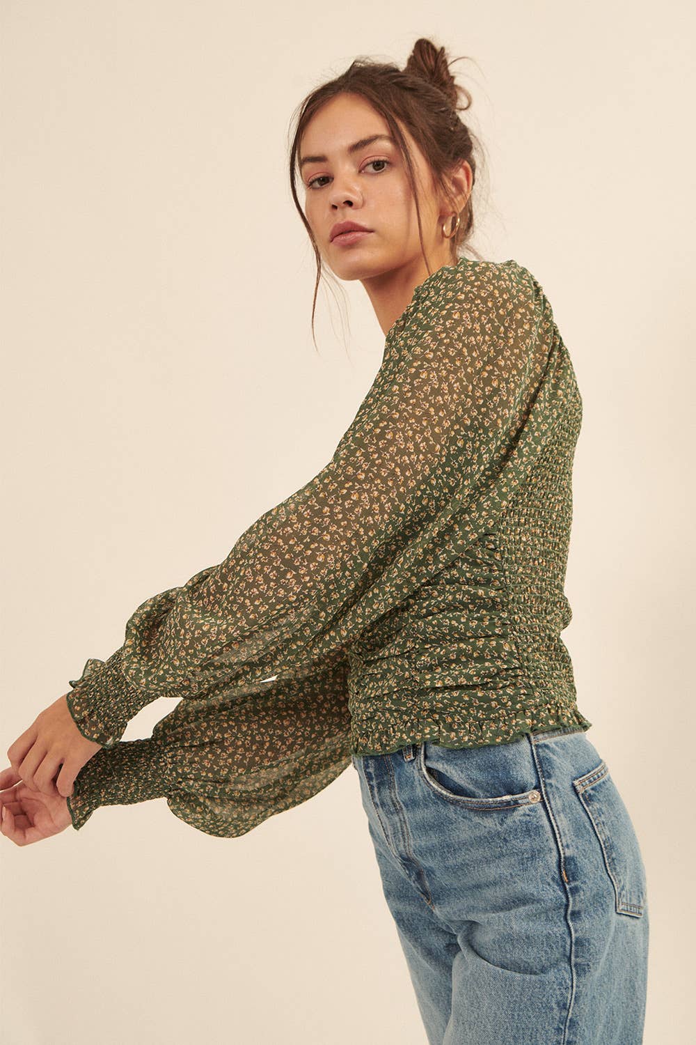Ivy Floral Peasant Top Final Sale