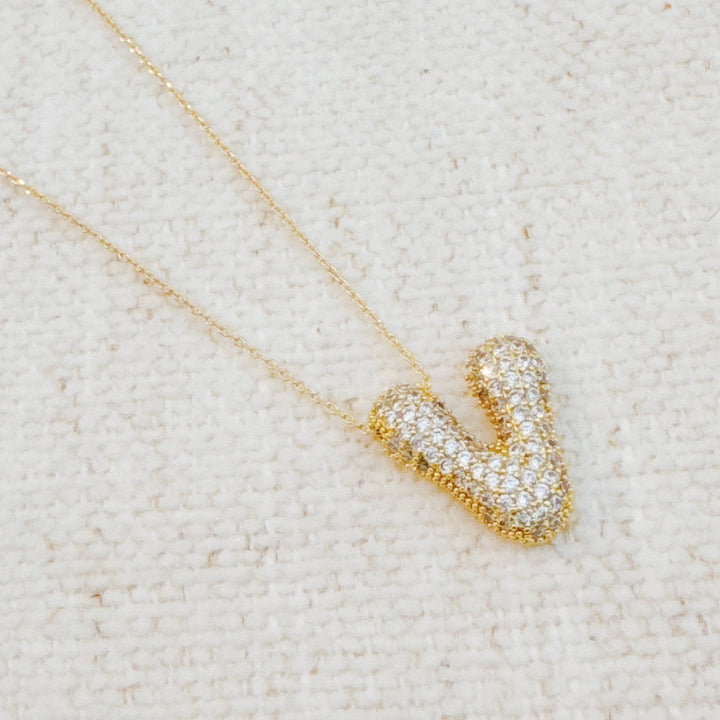 Pave Bubble Initial Necklace