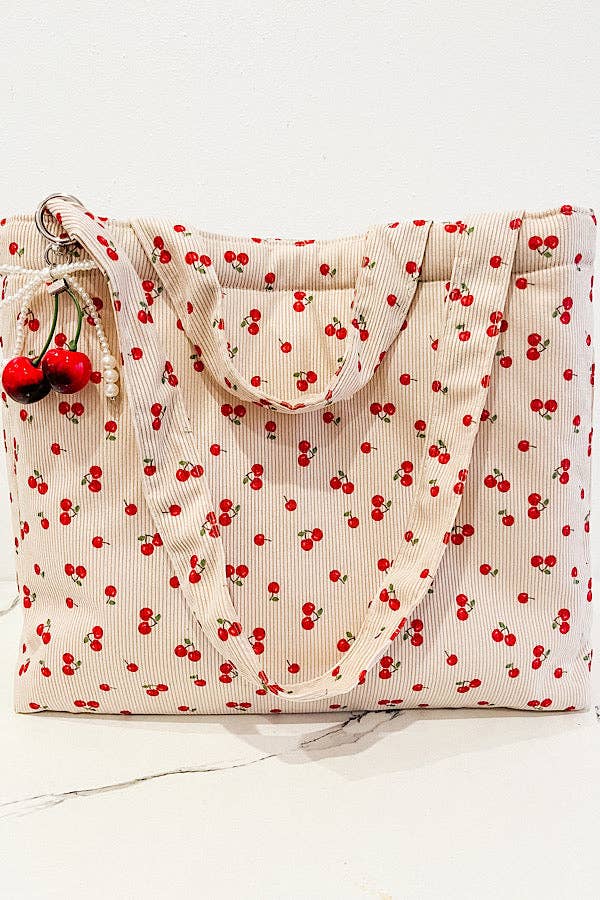 Stevie Cherry Print Tote Bag {Preorder}