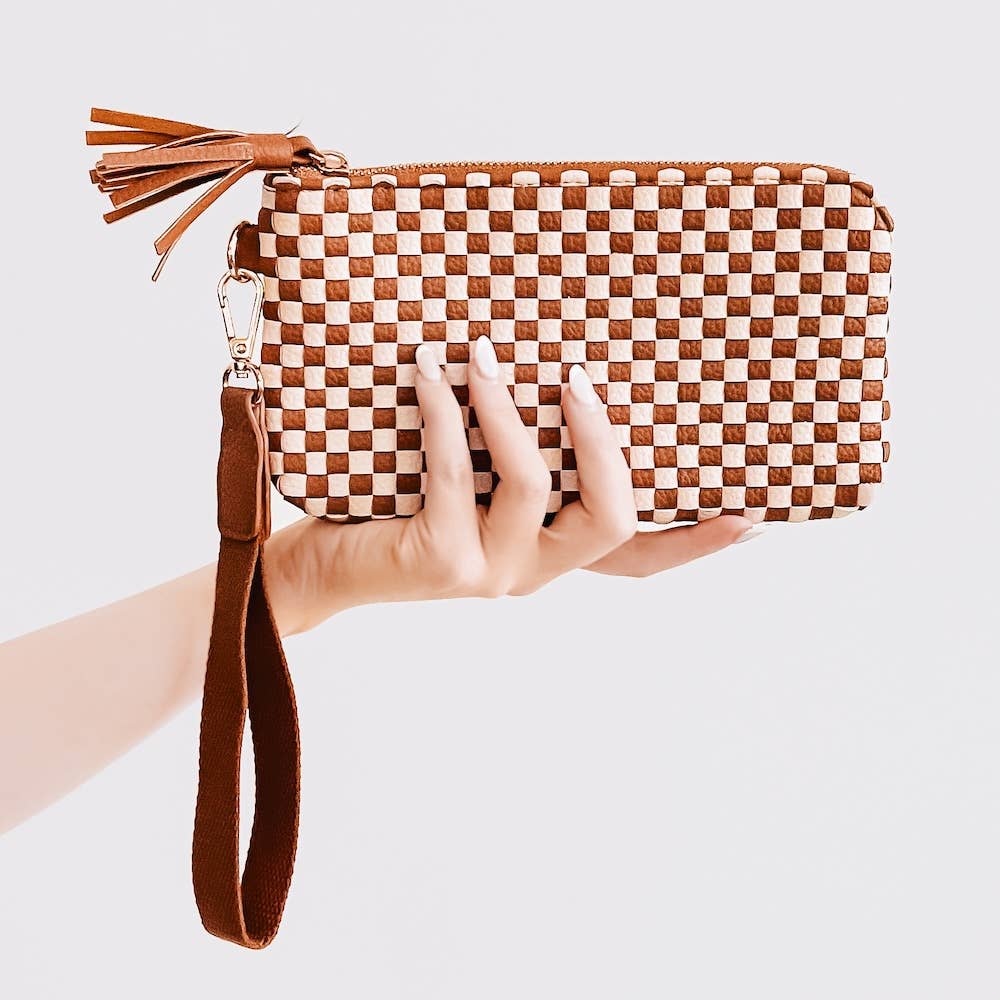 On The Go Checkered Wristlet