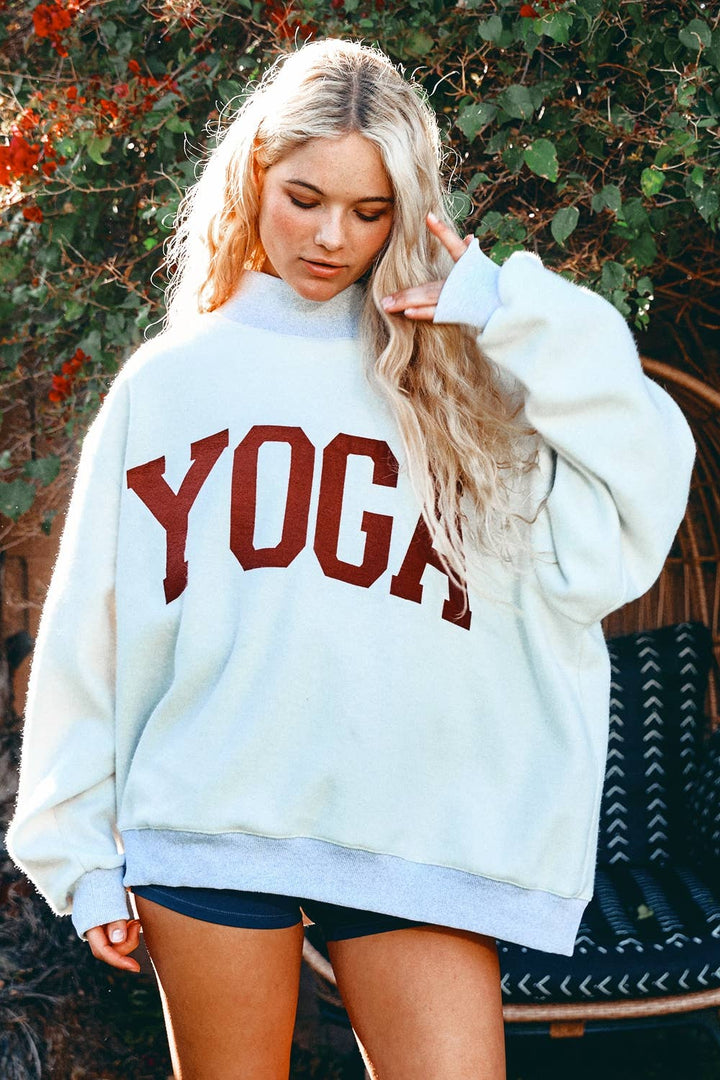PILATES & YOGA Print Reversible Mockneck Sweatshirt {Preorder}