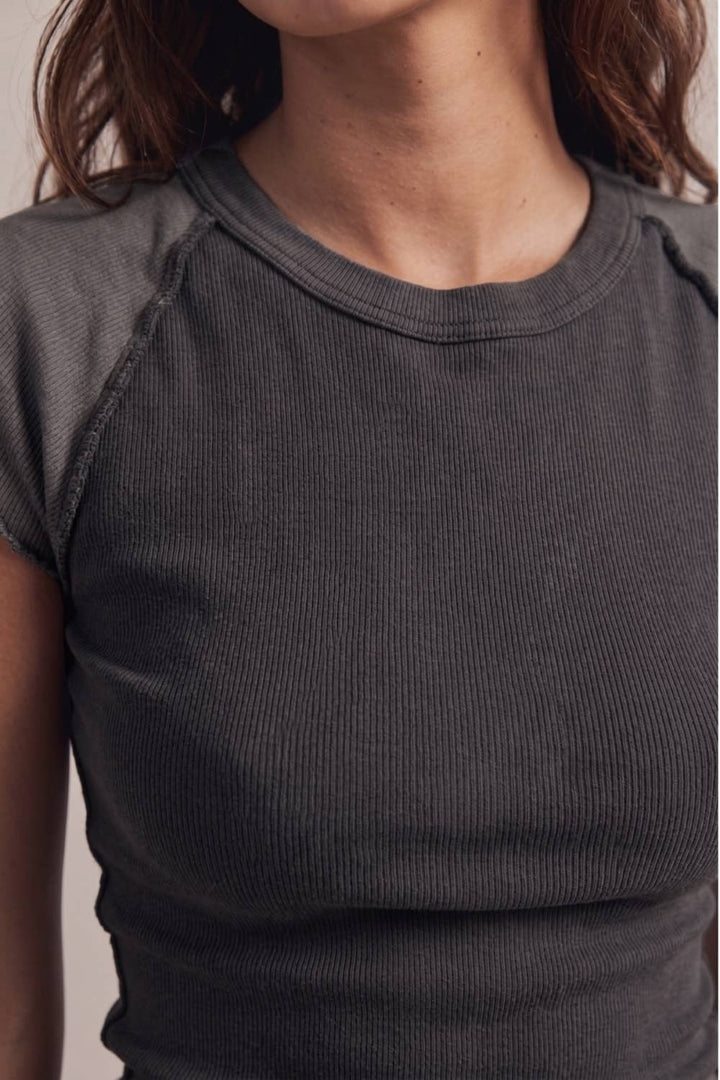 Vintage Wash Two Tone Ribbed Tee