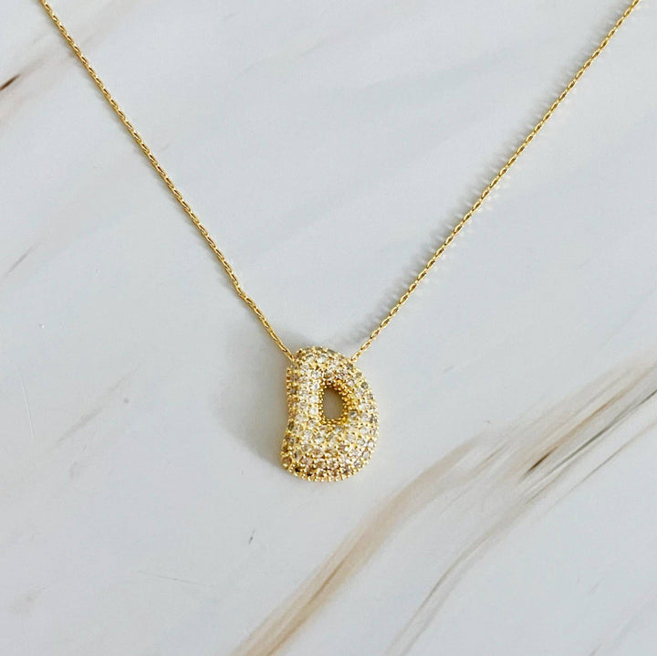 Pave Bubble Initial Necklace
