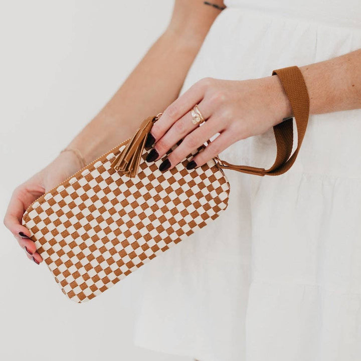 On The Go Checkered Wallet Wristlet